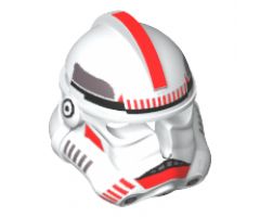 Minifigure, Headgear Helmet SW Clone Trooper Ep.3 Pattern with Red Stripe / Red Mouth Markings
