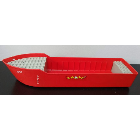 Boat Hull Unitary 38 x 10 x 5 2/3 with Fire Helmet, Classic Fire Logo and '4020' Pattern on Both Sides (Stickers) - Set 4020