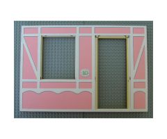 Scala Wall, Vertical Grooved 40 x 2 x 22 2/3 with Window and Door, with Tudor Frame Light Salmon on White Pattern