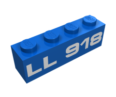 Brick 1 x 4 with White 'LL918' Pattern