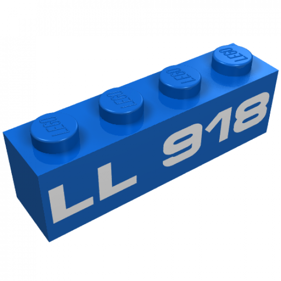 Brick 1 x 4 with White 'LL918' Pattern