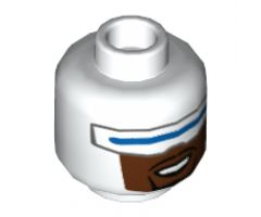 Minifigure, Head Wide Blue Visor, Reddish Brown Lower Face with Black Goatee Pattern - Hollow Stud
