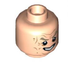 Minifigure, Head Dual Sided Wrinkles, Dark Tan Eyebrows, Bared Teeth Evil Grin / Stern Pattern (SW Palpatine) - Hollow Stud