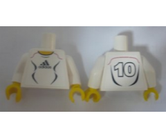 Torso Soccer Adidas Logo, White and Black No. 10 Pattern (Stickers) / White Arms / Yellow Hands
