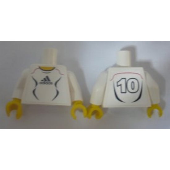 Torso Soccer Adidas Logo, White and Black No. 10 Pattern (Stickers) / White Arms / Yellow Hands