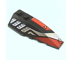 Wedge 6 x 2 Right with Sleek Silver and Red Pattern