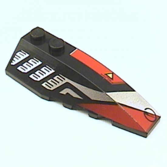 Wedge 6 x 2 Right with Sleek Silver and Red Pattern