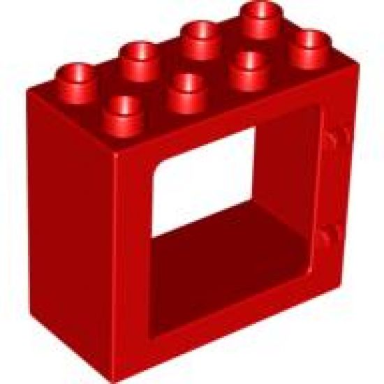 Duplo, Building Door / Window Frame 2 x 4 x 3 Flat Front Surface, Completely Open Back