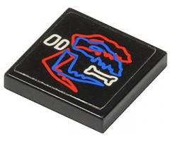 Tile 2 x 2 with Dinosaur Skeleton and Bone Pattern (Sticker) - Sets 1737 / 5129 / 6854 / 6856 / 6899 / 6938 / 6958 / 6982