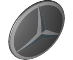 Minifigure, Shield Round with Rounded Front with Silver Mercedes-Benz Logo Pattern