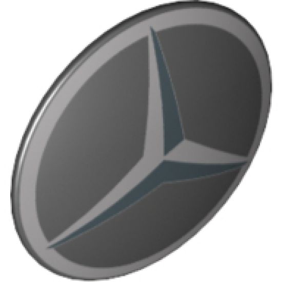 Minifigure, Shield Round with Rounded Front with Silver Mercedes-Benz Logo Pattern