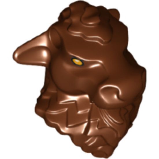 Minifigure, Head, Modified Minotaur with Gold Eyes and Pin Holes Pattern