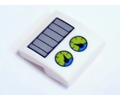 Slope, Curved 2 x 2 with Light Bluish Gray Vent Grille and Two Lime Round Dials Pattern (Sticker) - Set 41346