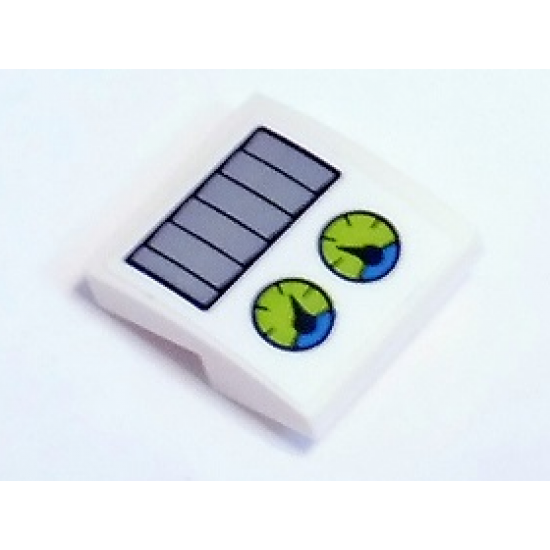 Slope, Curved 2 x 2 with Light Bluish Gray Vent Grille and Two Lime Round Dials Pattern (Sticker) - Set 41346