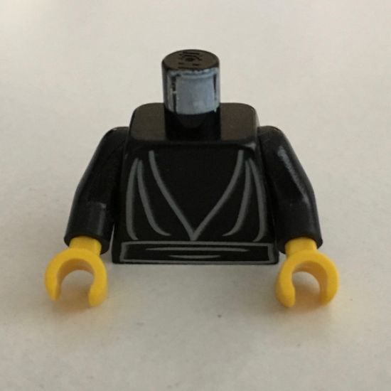 Torso SW Jedi Robe, Waist Sash Pattern / Black Arms / Yellow Hands