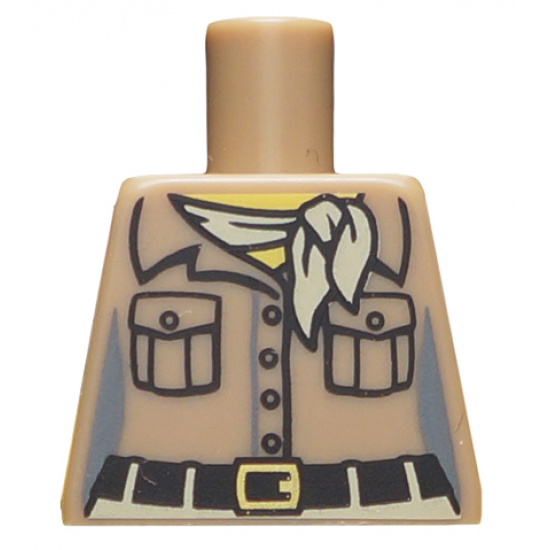 Torso Female Shirt with 2 Pockets, Tan Scarf and Black Belt with Gold Buckle Pattern