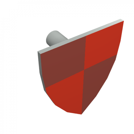Minifigure, Shield Triangular with Red/Maroon Quarters Pattern