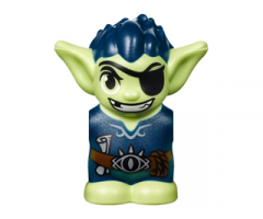 Body / Head Goblin with Pointed Ears, Eyepatch and Dark Blue Spiked Hair and Tunic with Utility Belt with Goblin Eye Buckle, Scroll and Rope Pattern