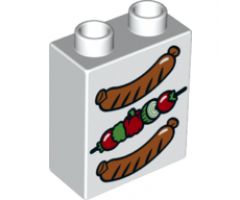Duplo, Brick 1 x 2 x 2 with 2 Sausages and Kebab Pattern