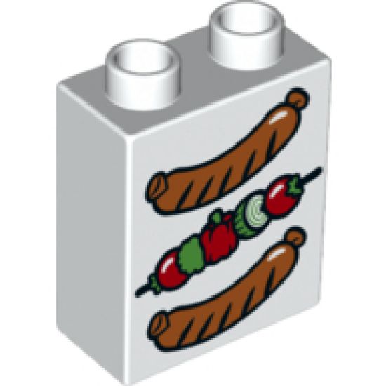 Duplo, Brick 1 x 2 x 2 with 2 Sausages and Kebab Pattern