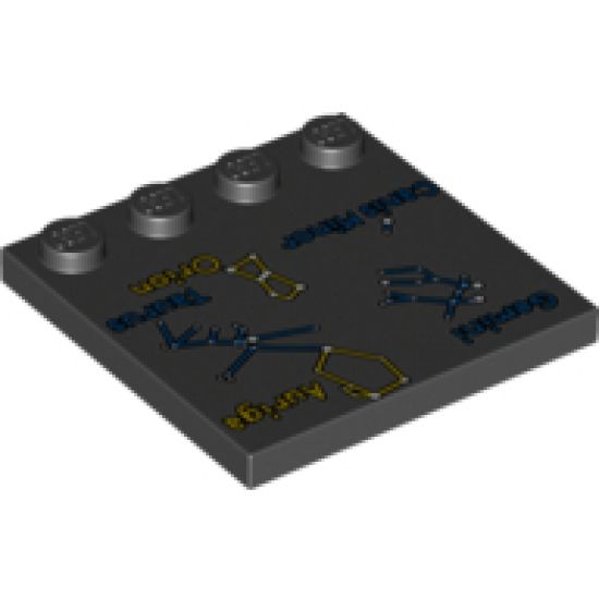 Tile, Modified 4 x 4 with Studs on Edge with Gemini, Auriga, Canis Minor, Taurus and Orion Constellations Pattern