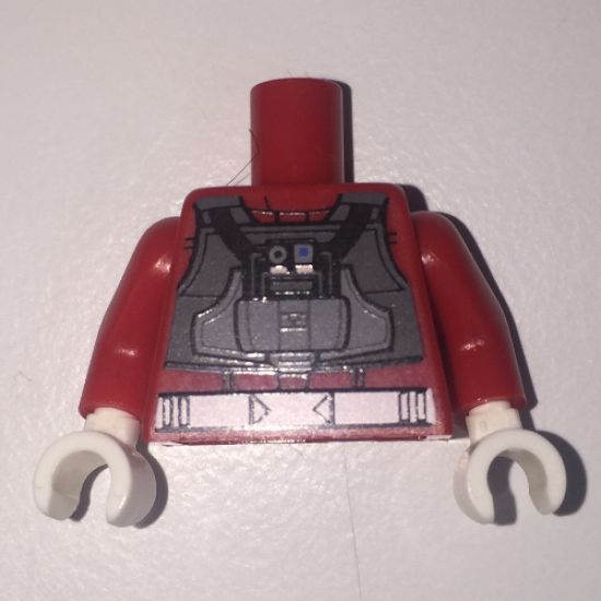 Torso SW Rebel A-wing Pilot with Dark Bluish Gray Vest and Black Front Panel Pattern / Red Arms / White Hands