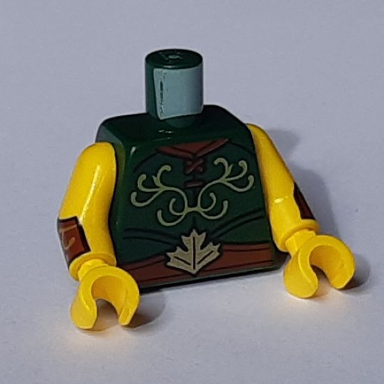 Torso with Bright Light Yellow Filigree, Reddish Brown Belt and Gold Leaf Pattern / Yellow Arms with Reddish Brown and Gold Cuffs Pattern / Yellow Hands