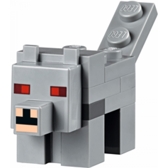 Minecraft Wolf, Red Eyes - Brick Built
