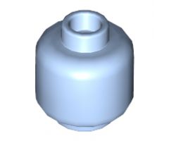 Minifigure, Head Alien with Blue Speckles, White Eyes, Computer Chip on Right Side, Angry Mouth Pattern - Hollow Stud