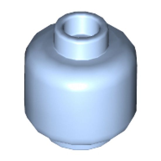 Minifigure, Head Alien with Blue Speckles, White Eyes, Computer Chip on Right Side, Angry Mouth Pattern - Hollow Stud