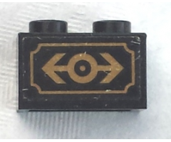 Brick 1 x 2 with Train Logo Gold with Gold Outline Pattern (Sticker) - Set 3225