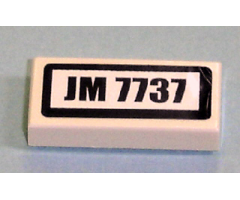Tile 1 x 2 with 'JM 7737' Pattern (Sticker) - Set 7737