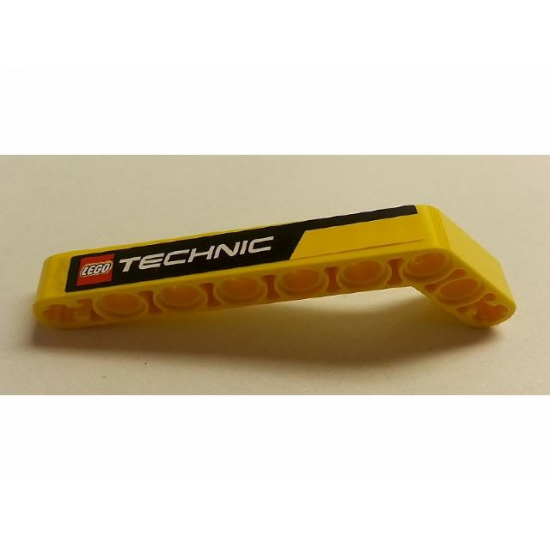 Technic, Liftarm 1 x 9 Bent (7 - 3) Thick with Black Line and LEGO TECHNIC Logo Pattern Model Right Side (Sticker) - Set 8265