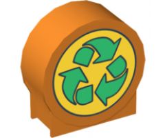 Duplo, Brick 1 x 3 x 2 Round Top with Recycling Arrows Pattern