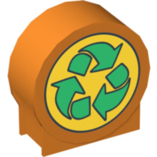 Duplo, Brick 1 x 3 x 2 Round Top with Recycling Arrows Pattern