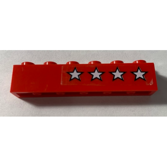 Brick 1 x 6 with 4 White Stars Pattern Model Left Side (Sticker) - Set 5533