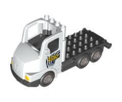 Duplo, Vehicle Truck Large Cab with Black 4 x 8 Flatbed Plate and Zoo Pattern