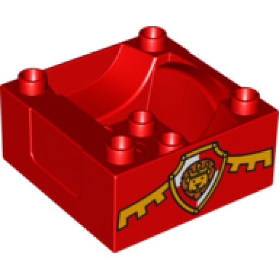 Duplo, Train Cab / Tender Base with Bottom Tubes with Lion on Shield Pattern