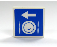 Tile 2 x 2 with Arrow, Plate and Silverware Pattern (Sticker) - Set 7997