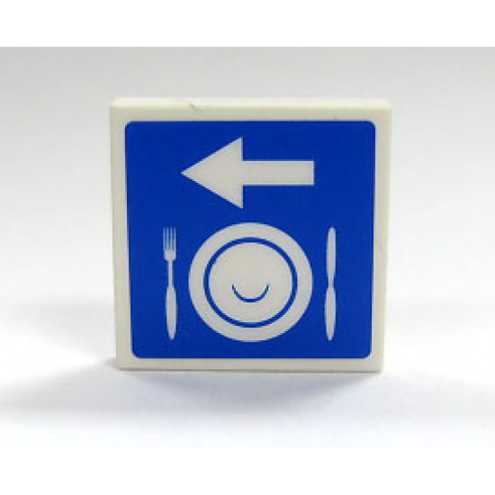 Tile 2 x 2 with Arrow, Plate and Silverware Pattern (Sticker) - Set 7997