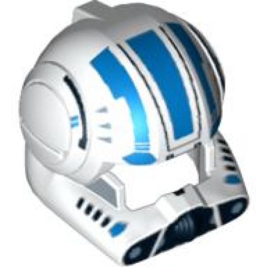 Minifigure, Headgear Helmet SW Clone Pilot with Open Visor and Blue Markings Pattern