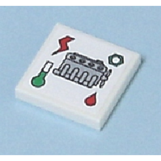Tile 2 x 2 with Engine and Service Indicators Pattern (Sticker) - Set 7642