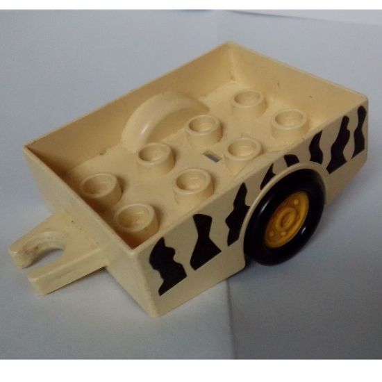Duplo, Vehicle Trailer with Hitch Ends and Safari Stripe Pattern