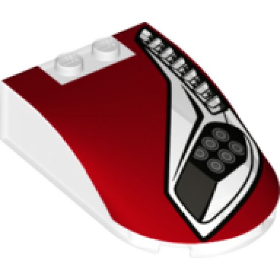 Windscreen 6 x 4 x 1 Curved with Headlights, Vents and Red Pattern Model Left Side