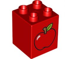 Duplo, Brick 2 x 2 x 2 with Apple Pattern