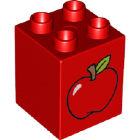 Duplo, Brick 2 x 2 x 2 with Apple Pattern
