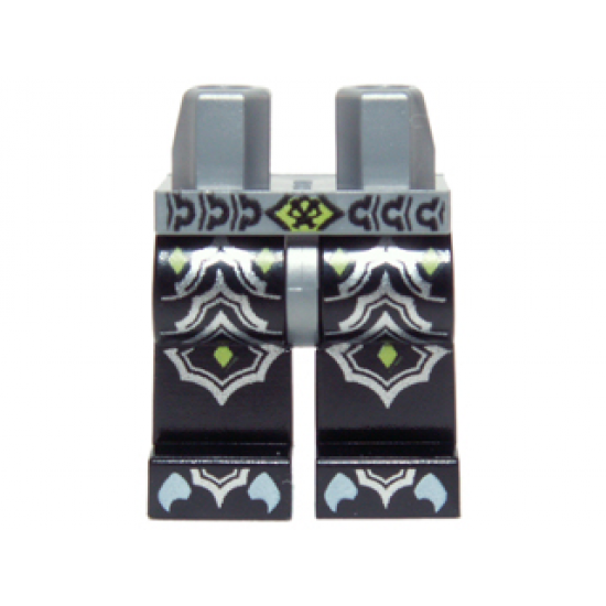 Hips and Black Legs with Silver Scaled Armor, Lime Diamonds and White Claws Pattern