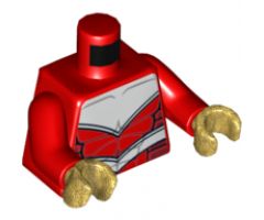 Torso Armor White with Black Muscles Outline and White Belt Pattern / Red Arms / Pearl Gold Hands