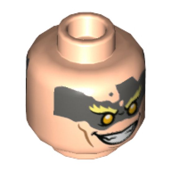 Minifigure, Head Dual Sided Olive Green Face Paint, Open / Closed Grin Pattern - Hollow Stud