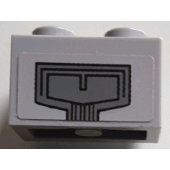 Brick 1 x 2 with Dark Bluish Gray Panel with Black Lines Pattern (Sticker) - Set 75095